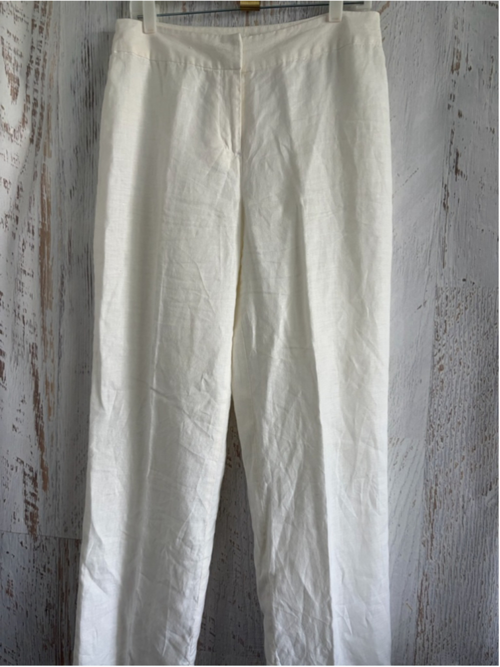 Women's MERONA White 100% Linen Trousers Size 12